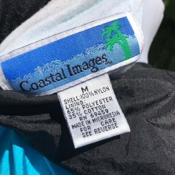 Vintage Coastal Images 90s Wind Breaker Teal Blue Track Jacket Size M - Picture 2 of 8